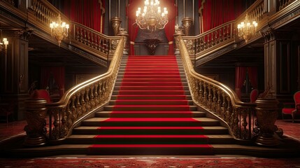 Red carpet in the church. AI generated art illustration.