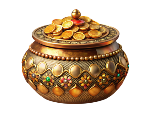 Indian festival Dhanteras and Diwali worship background with Goddess Lakshmi Laxmi golden coins stockillustration