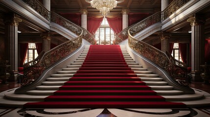 Red carpet in the church. AI generated art illustration.