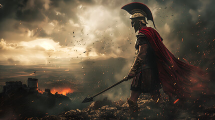 Spartan warrior at war