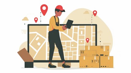 Delivery Logistics: Displaying a person checking delivery schedules and tracking shipment statuses for efficient logistics management