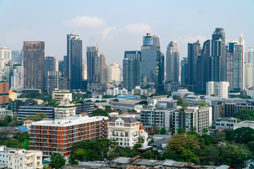 Fototapeta premium View of Bangkok houses from the roof of a house