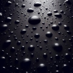 An abstract close-up view of black droplets on a textured surface, creating a unique monochrome pattern with a tactile feel.. AI Generation