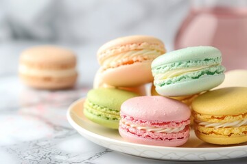 Obraz premium Colorful macarons on a plate