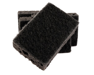Sponge for washing dishes . Completely black household sponge.