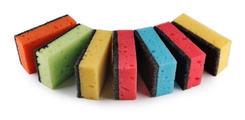 Sponge for washing dishes . Set of multi-colored household sponge.