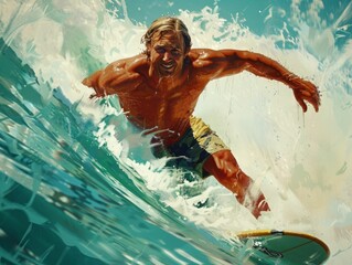 A surfer rides a wave on a surfboard.