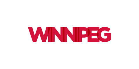 Winnipeg in the Canada emblem. The design features a geometric style, vector illustration with bold typography in a modern font. The graphic slogan lettering.