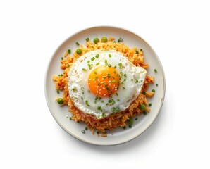 Indonesian food fried rice with shredded chicken and fried eggs, Asian food style