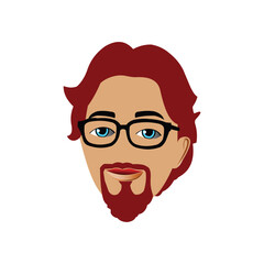 hipster man face with beard and glasses, Avatar icon symbol.  Element graphic design with technology theme