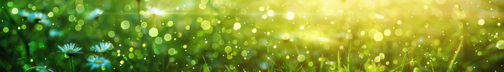 Obraz premium Lush Green Field Filled with Daisies Under Sunlight