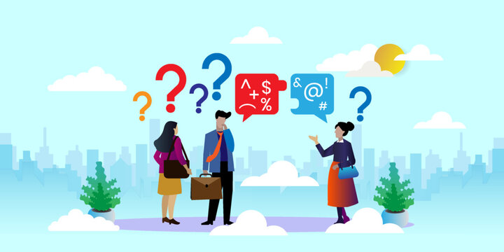 Bad communication, miscommunicate unclear message and information, Problems in communication concept With icons. Cartoon Vector People Illustration