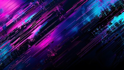 glitch texture background with neon colors and grainy noise effects. Abstract digital template design for banners, posters or covers