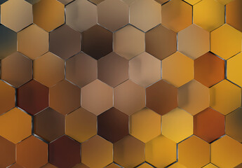 Colorful glossy hexagons background pattern. Abstract hexagonal gradient texture. 3D rendering