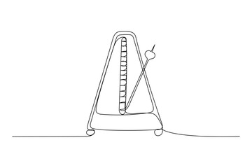 One line musical metronome. Outline continuous vector sketch. Symbol of tempo.