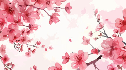Watercolor cherry blossoms frame for background weddi