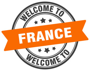 Welcome to France stamp. France round sign
