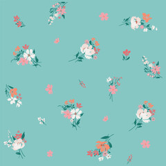 Seamless spring vector pattern with floral motif for dress fabric