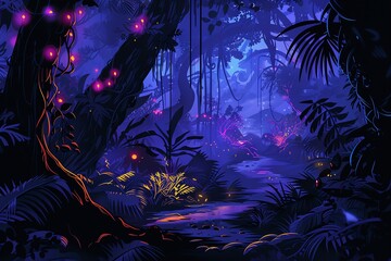 Fototapeta premium fairy painting jungle background scene