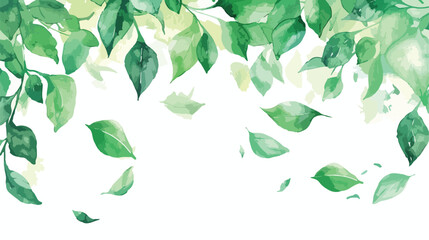 Watercolor falling green leaves for wedding birthday
