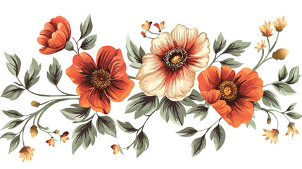 Beautiful flowers on white background Vector illustration