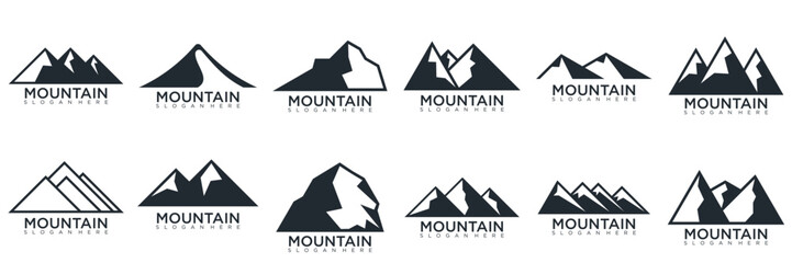 mountain logo design, collection template with luxury concept, icons, emblem, background