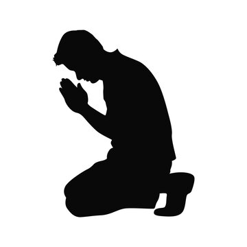 recommend clip art: Man kneeling and praying silhouette, silhouette man is on his knees praying