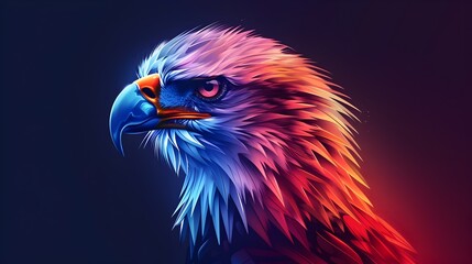 Powerful and Patriotic Eagle in Captivating Gradient Hues Exuding Strength and Freedom
