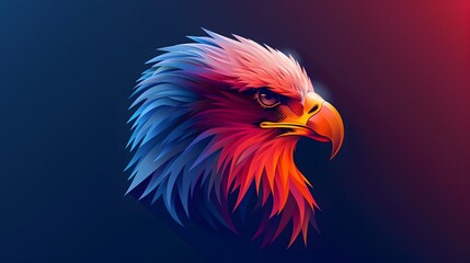 Elegant and Powerful Bald Eagle in Captivating Patriotic Color Gradient