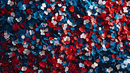 Vibrant Aerial View of Patriotic Confetti Landscape