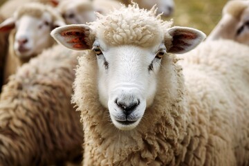 a photo of a cute sheep, close up