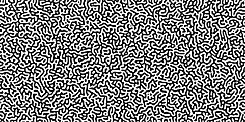 Turing reaction diffusion monochrome seamless pattern with chaotic motion. Linear design with biological shapes. Organic lines in Memphis. abstract truing organic wallpaper background.