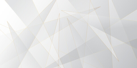 Abstract Minimal Geometric background with triangular shape as pattern .White gradient minimal line design. abstract futuristic concept golden stokes modern shape geometric business banner background.