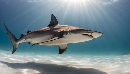 A Hammerhead Shark With Sunlight Filtering Through Upscaled 9