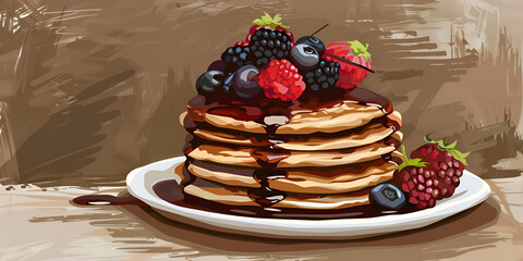 Delicious Pancakes with Fresh Berries
