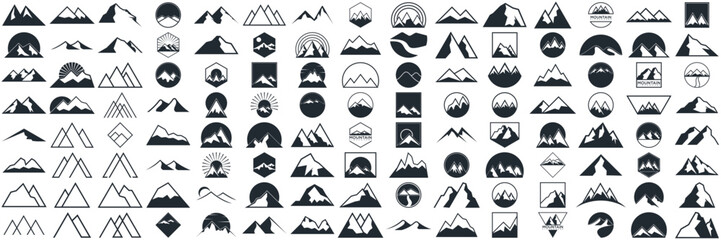mountain logo design, collection template with luxury concept, icons, emblem, background