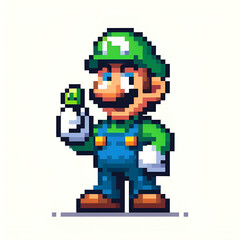 pixel illustration of Luigi