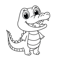 Cute crocodile cartoon coloring page illustration vector. For kids coloring book