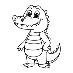 Cute crocodile cartoon coloring page illustration vector. For kids coloring book
