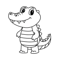 Cute crocodile cartoon coloring page illustration vector. For kids coloring book