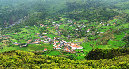 View of Fajazinha village, Flores island, Azores archipelago (Portugal)