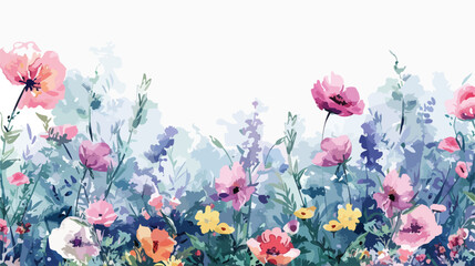 Watercolor flower garden for wedding birthday card background
