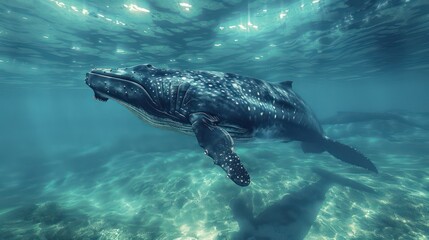 Obraz premium Whale under ocean sea