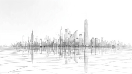 Fototapeta premium A detailed black and white sketch of a modern city skyline