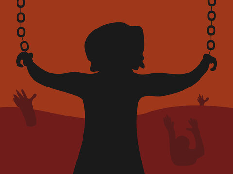 silhouettes of people being tortured in hell	
