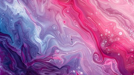 Obraz premium Vibrant abstract fluid art painting with swirling pink, blue, and purple hues creating a mesmerizing, flowing pattern.