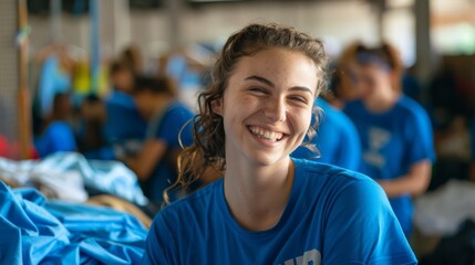 Naklejka premium A Joyful Volunteer Smiling Brightly
