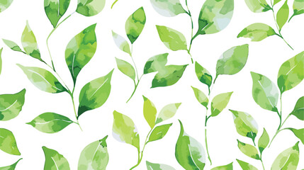 Watercolor green leaves seamless pattern for background