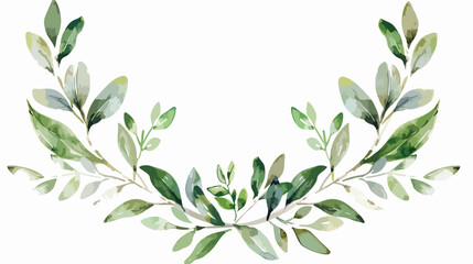 Watercolor green leaves wreath for wedding birthday 