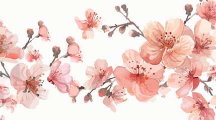 Watercolor peach flower border for wedding birthday 